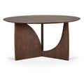 Table à manger ronde en teck massif au design géométrique et ludique pour salles à manger
