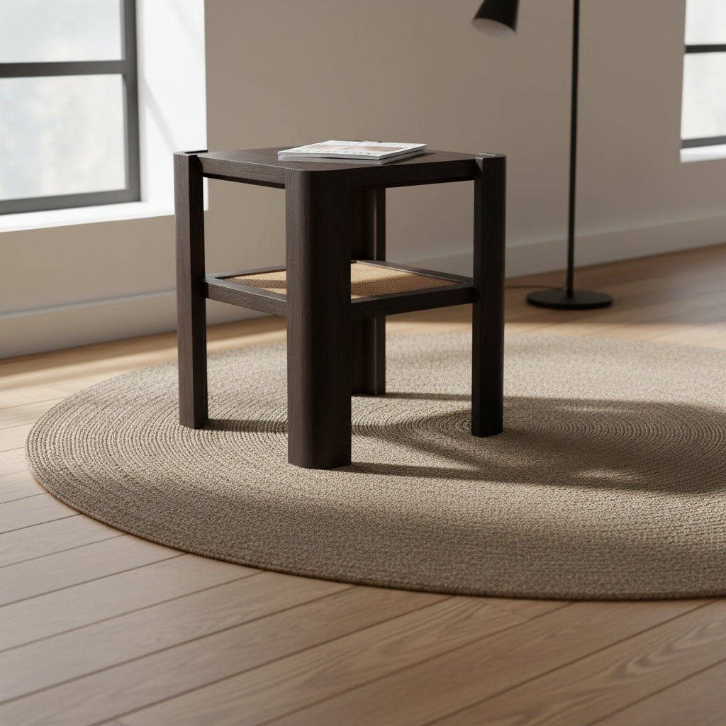 Table d'appoint en teck massif aux proportions généreuses pour les salons