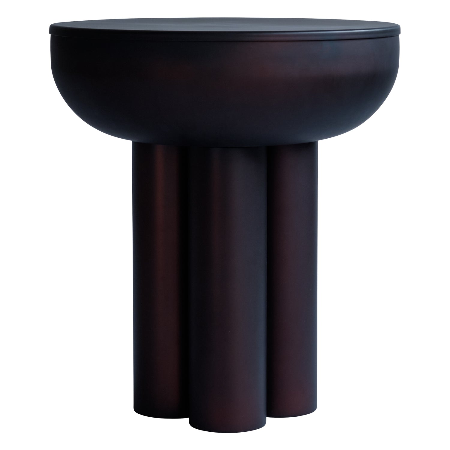 Table d'appoint haute en aluminium moulé de style brutaliste avec pieds cylindriques épais pour salons