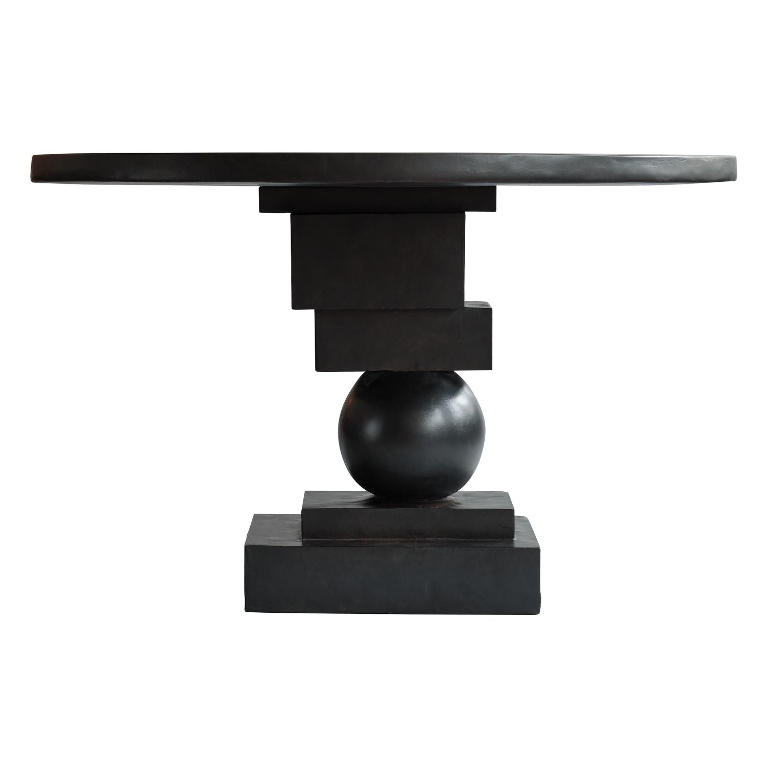 Table à manger en béton fibré brut avec piètement monolithique sculptural pour salles à manger