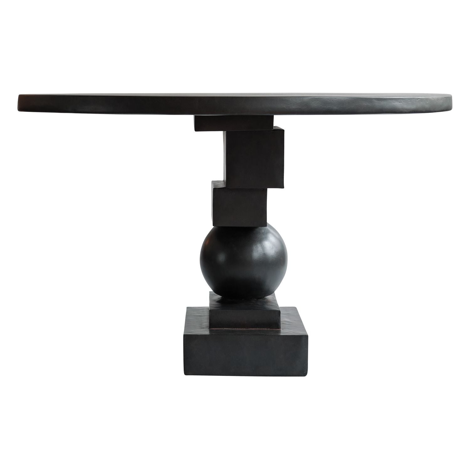 Table à manger en béton fibré brut avec piètement monolithique sculptural pour salles à manger