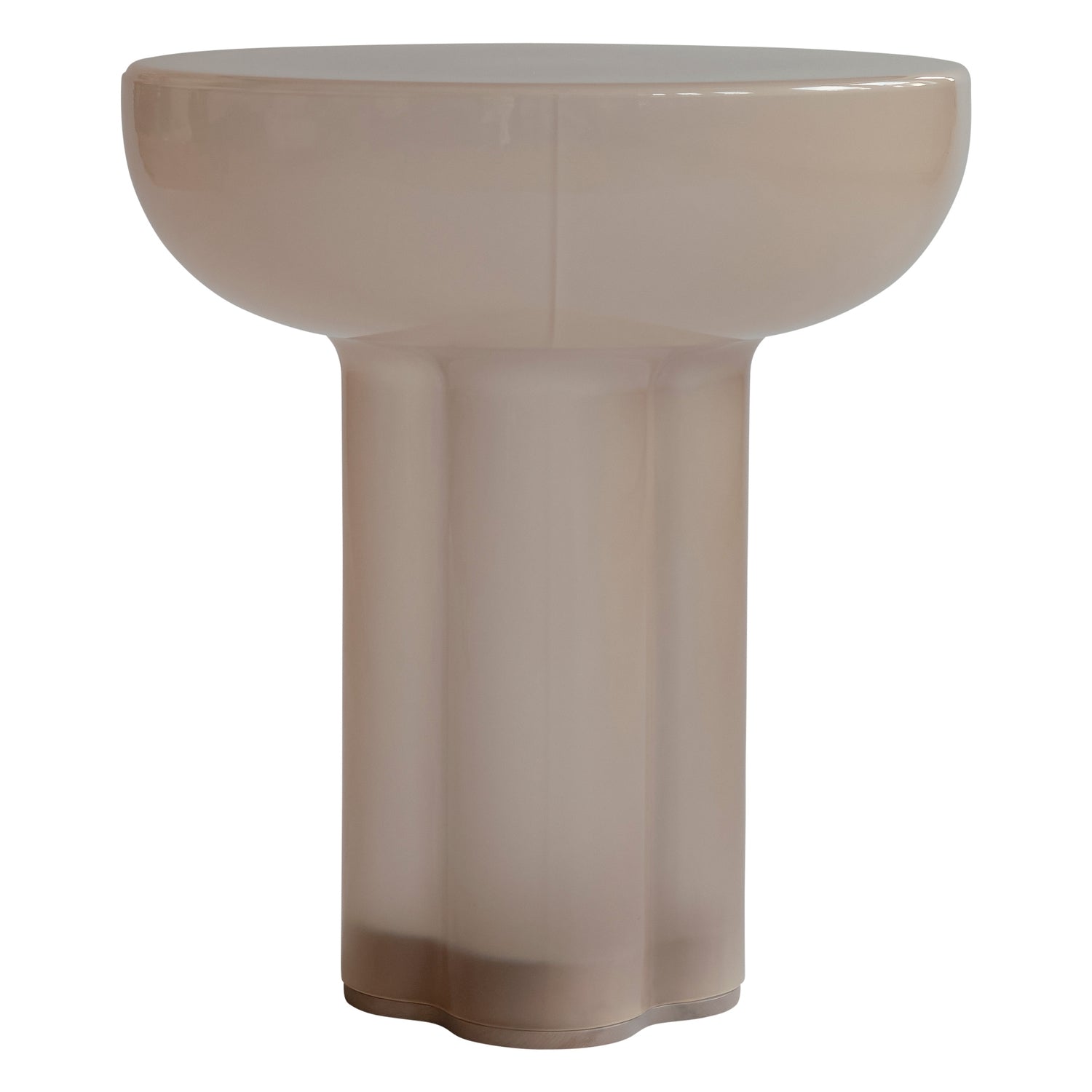 Table d'appoint haute en verre soufflé à la bouche de style brutaliste avec pieds cylindriques pour salons
