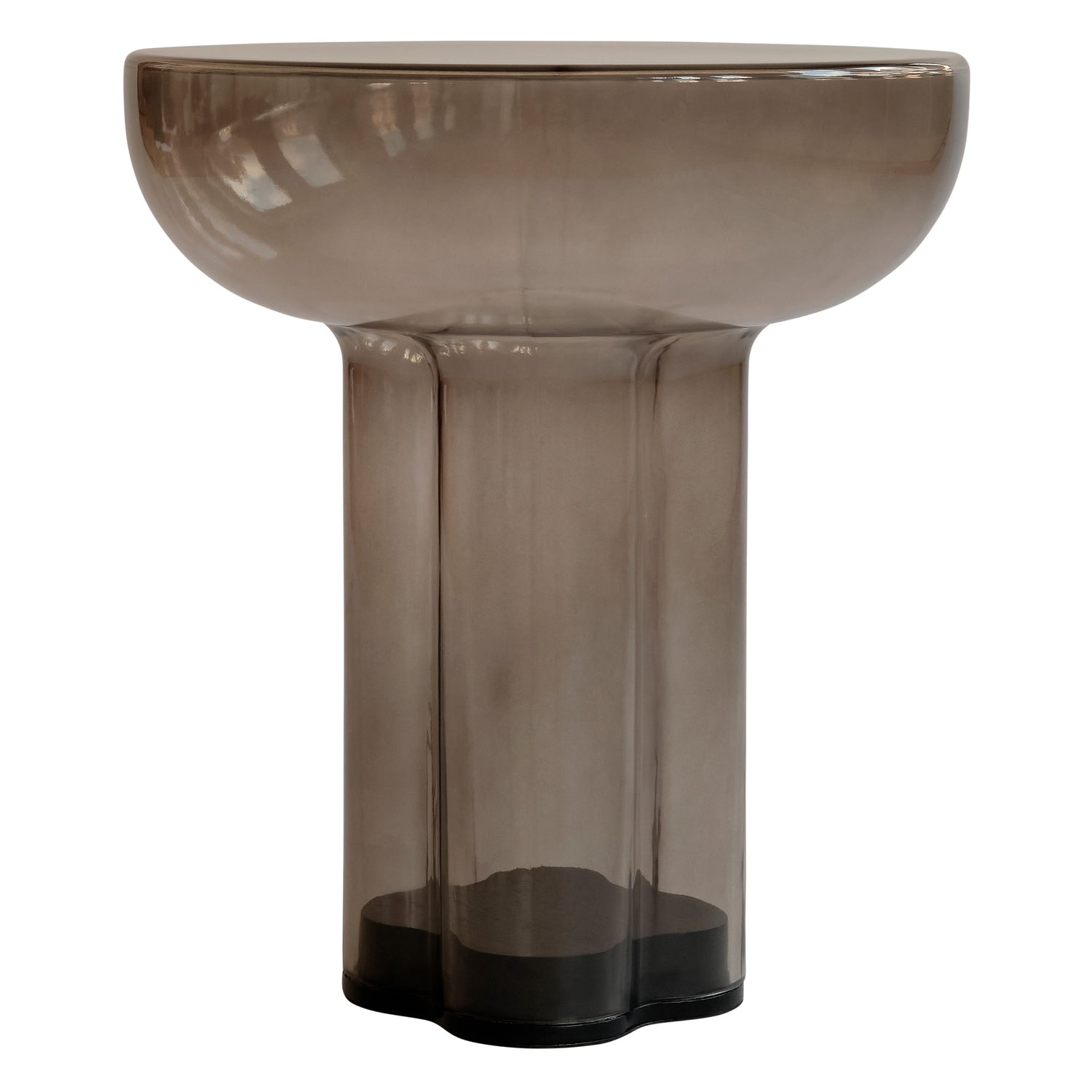 Table d'appoint haute en verre soufflé à la bouche de style brutaliste avec pieds cylindriques pour salons