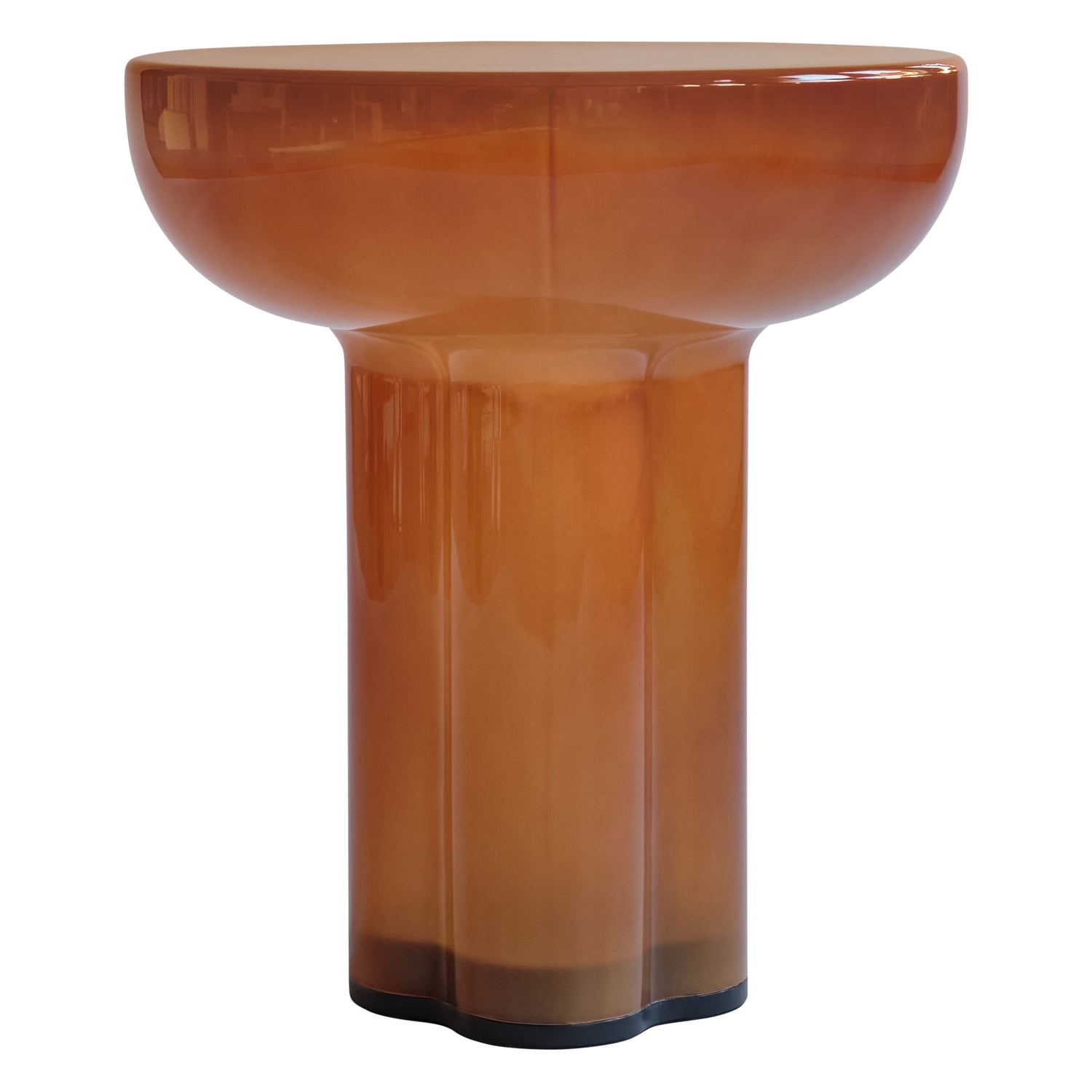 Table d'appoint haute en verre soufflé à la bouche de style brutaliste avec pieds cylindriques pour salons