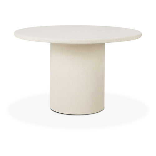 Table à manger ronde en béton fibré artisanal avec finition en pierre sans joint pour salles à manger