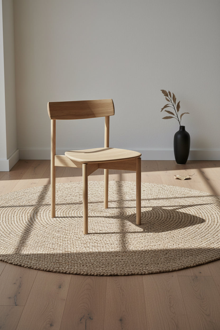 Chaise de salle à manger moderne en chêne massif avec dossier ergonomique incurvé pour salles à manger
