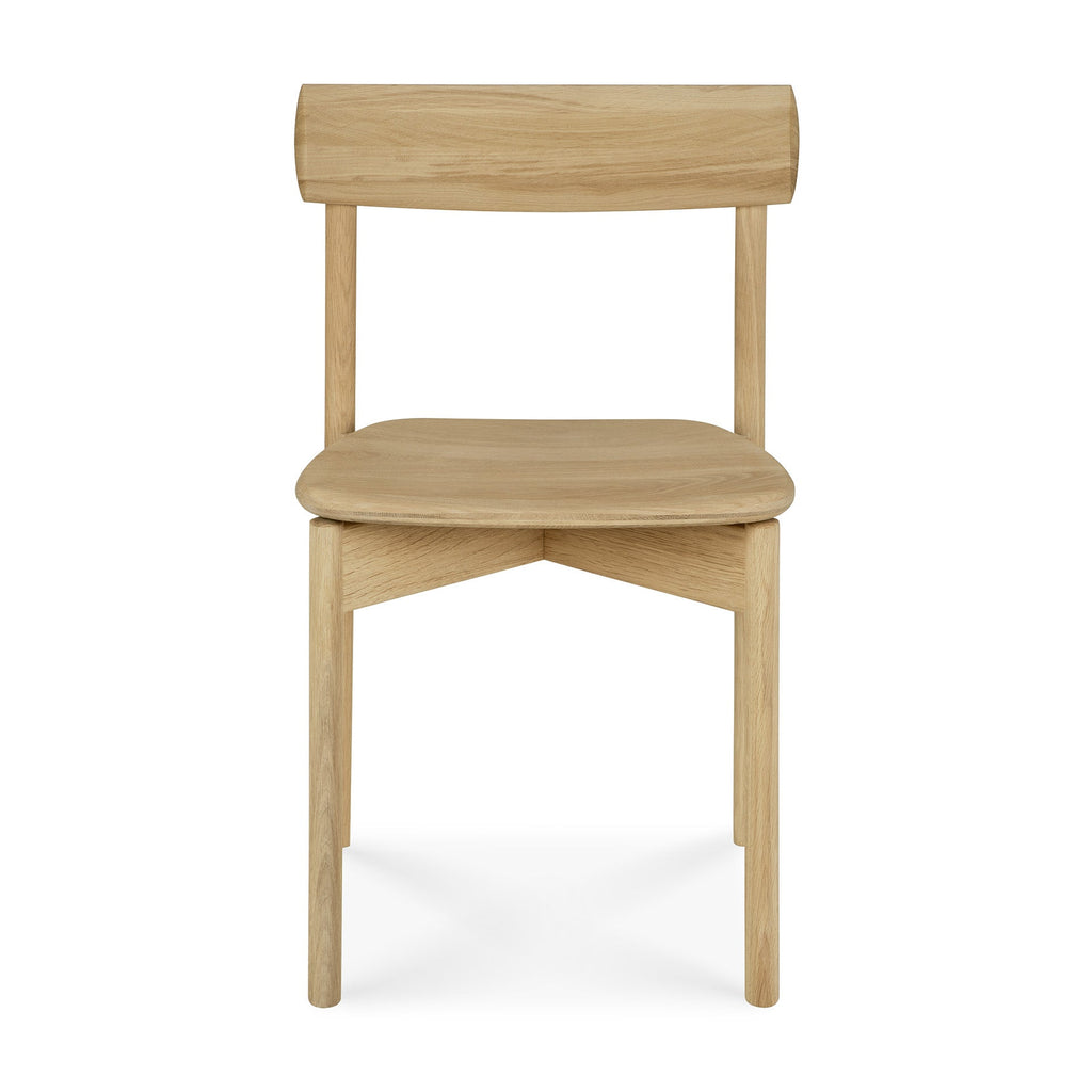 Chaise de salle à manger moderne en chêne massif avec dossier ergonomique incurvé pour salles à manger