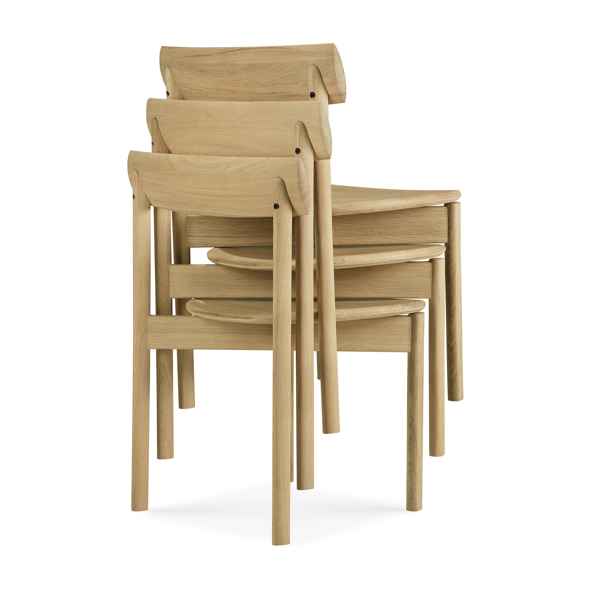 Chaise de salle à manger moderne en chêne massif avec dossier ergonomique incurvé pour salles à manger