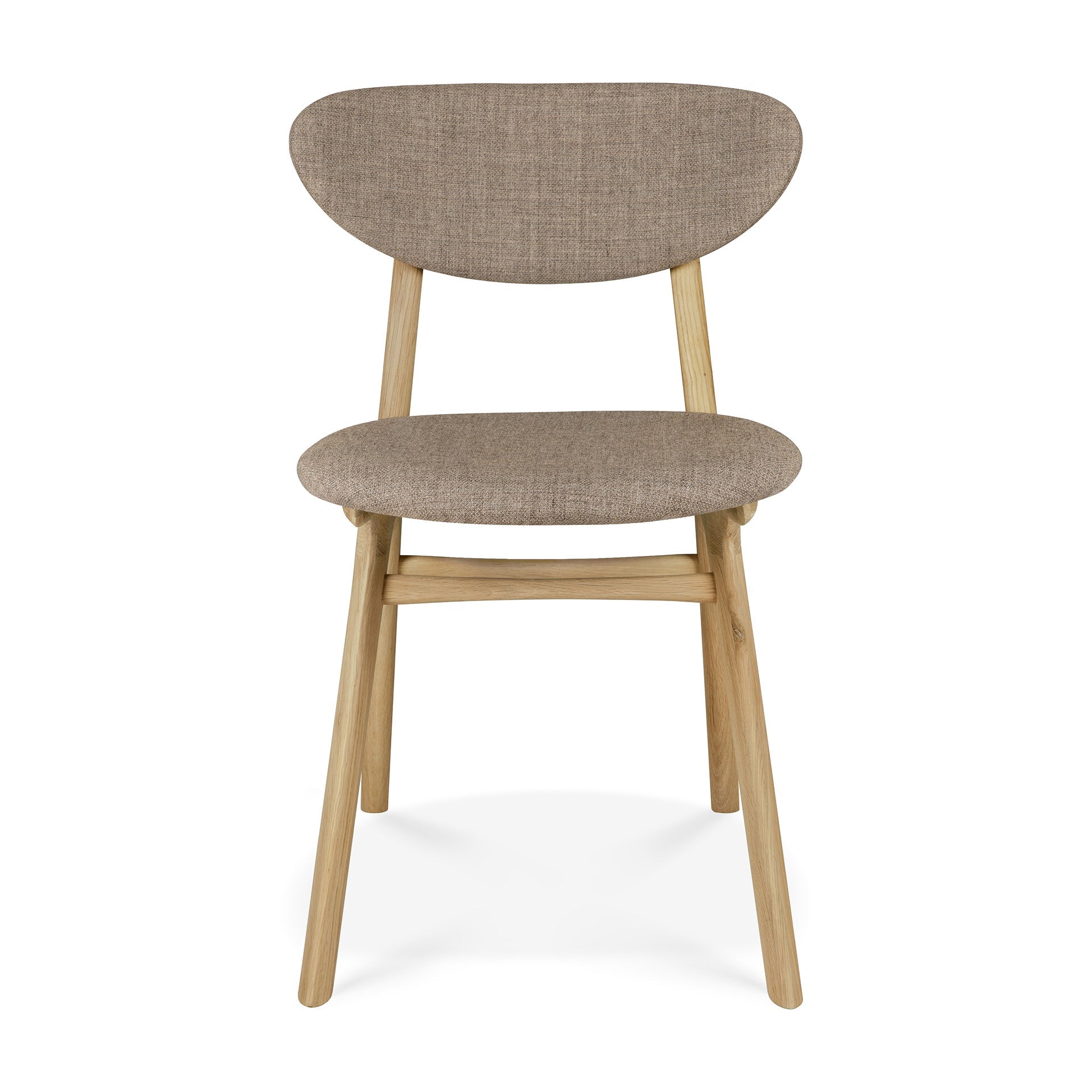Chaise de salle à manger contemporaine en chêne et tissu avec pieds angulaires et dossier incurvé pour salles à manger