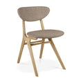 Chaise de salle à manger contemporaine en chêne et tissu avec pieds angulaires et dossier incurvé pour salles à manger
