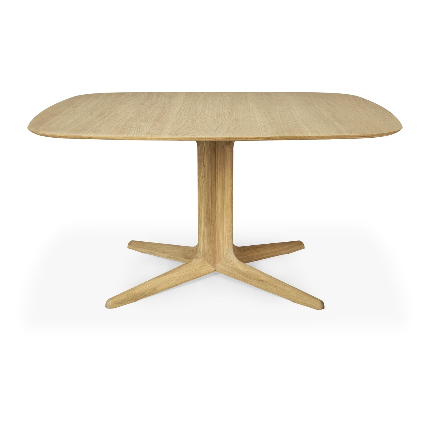 Table de salle à manger architecturale en chêne massif avec piédestal central inspiré des voûtes pour salles à manger