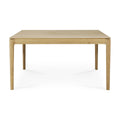 Table à manger carrée classique en chêne massif avec piètement sculptural en corne pour salles à manger compactes