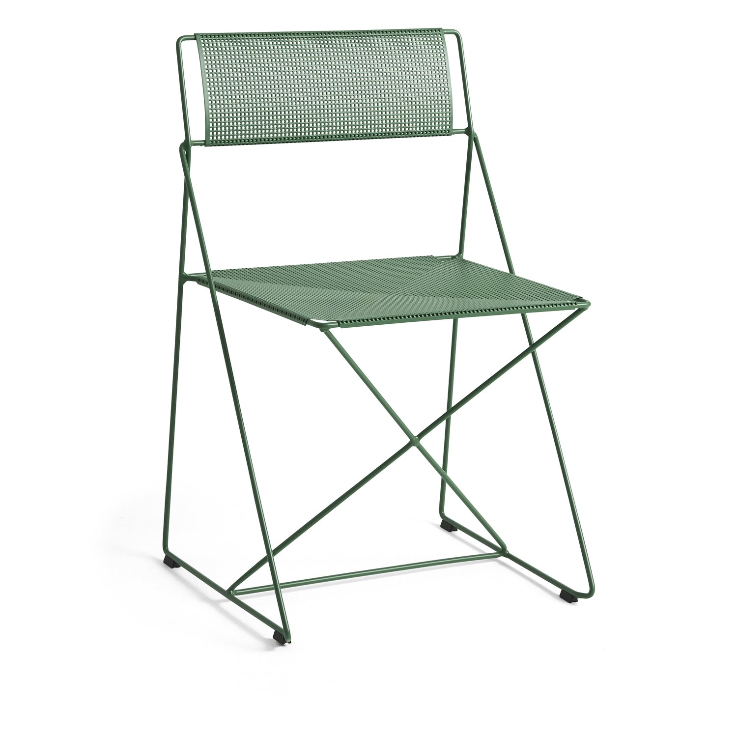Chaise de salle à manger en fil d'acier industriel avec structure en X empilable pour usage intérieur et extérieur