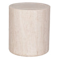 Table d'appoint discrète en travertin massif avec surface à variation naturelle pour salons et chambres à coucher