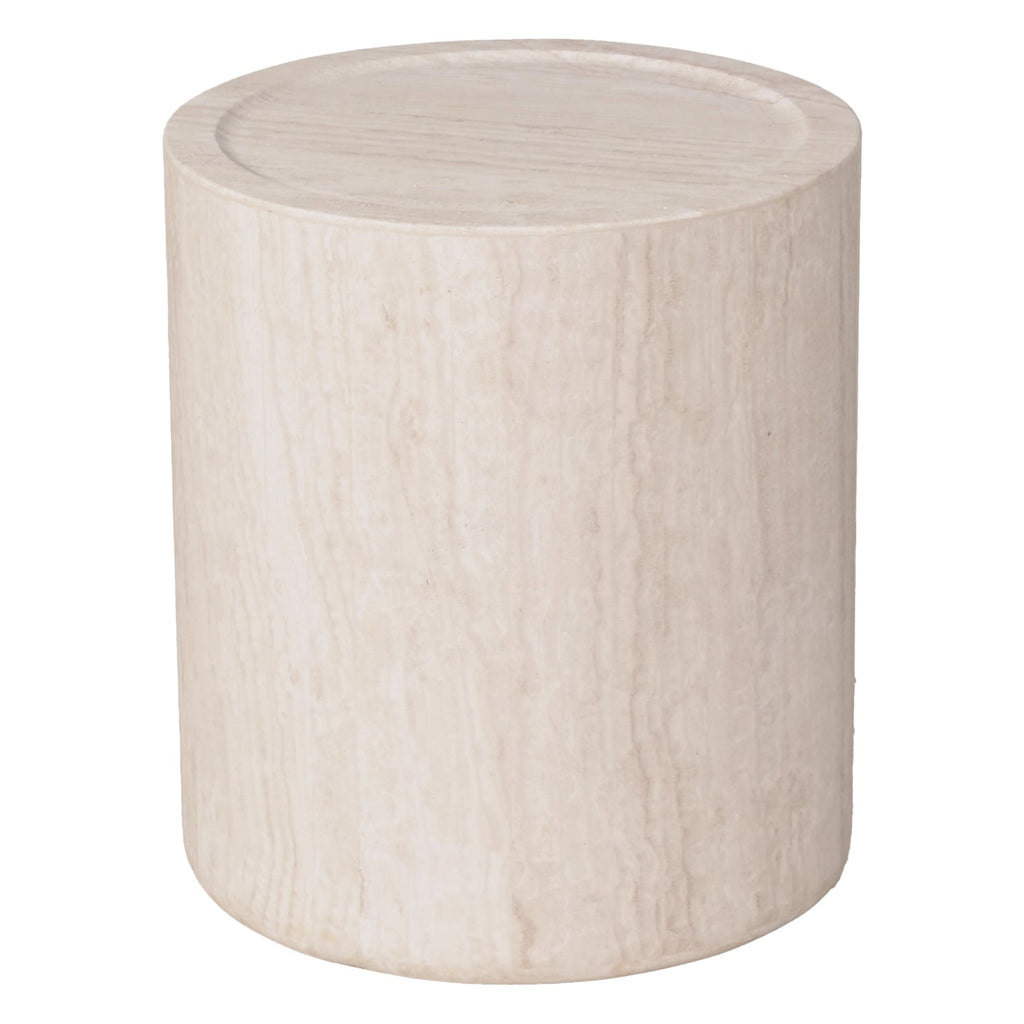Table d'appoint discrète en travertin massif avec surface à variation naturelle pour salons et chambres à coucher