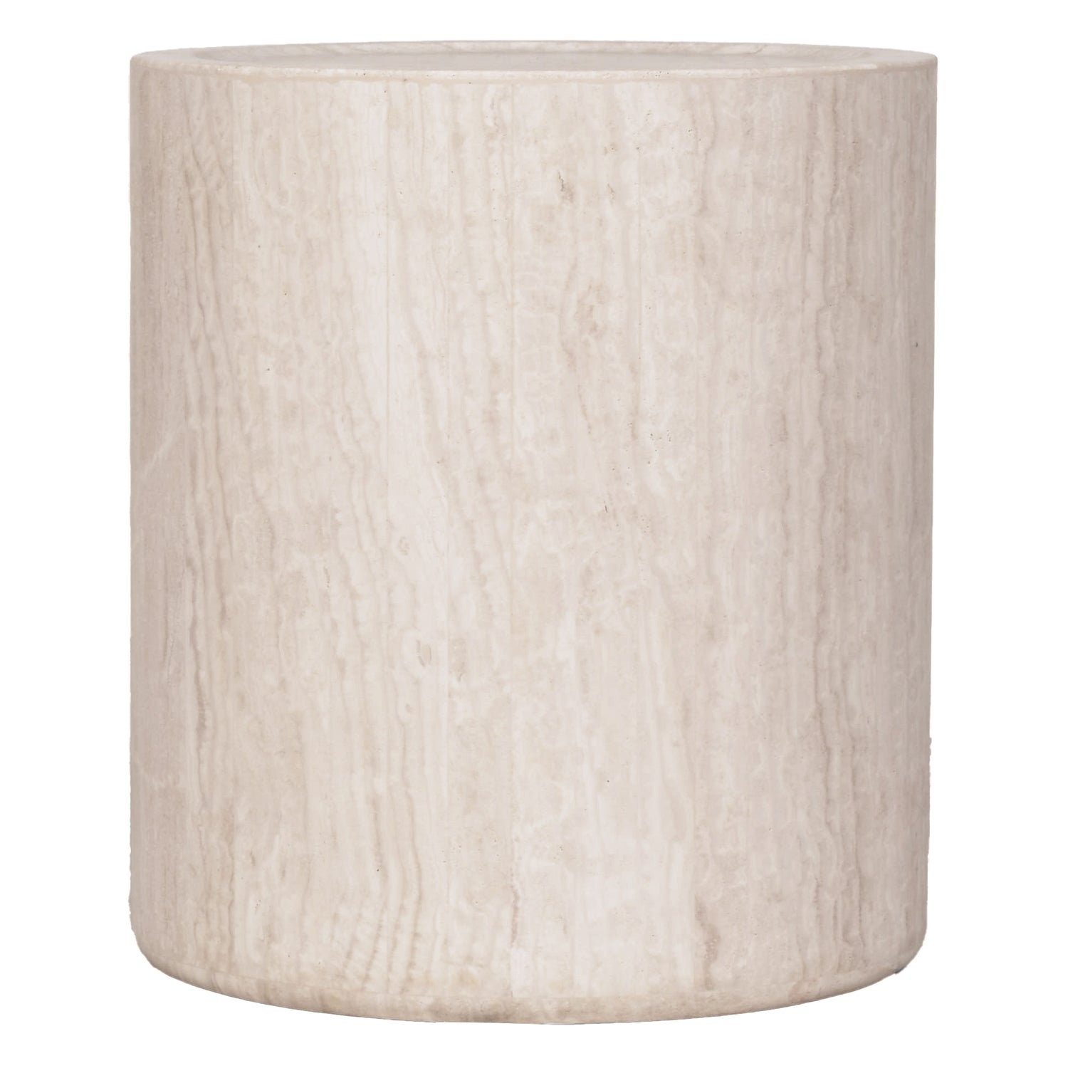 Table d'appoint discrète en travertin massif avec surface à variation naturelle pour salons et chambres à coucher