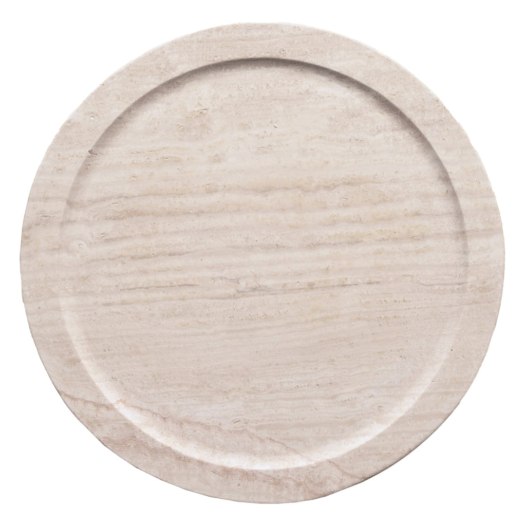 Table d'appoint discrète en travertin massif avec surface à variation naturelle pour salons et chambres à coucher