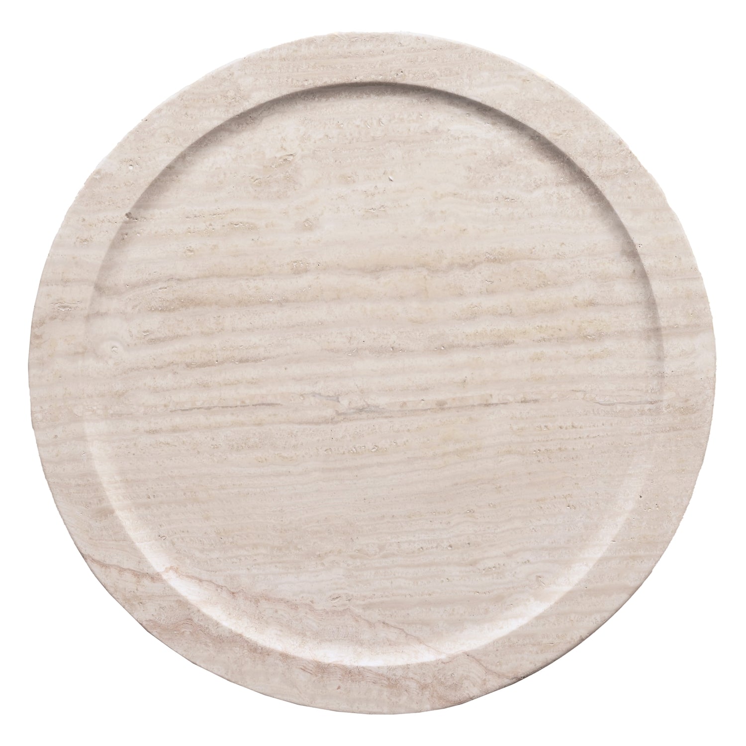 Table d'appoint discrète en travertin massif avec surface à variation naturelle pour salons et chambres à coucher