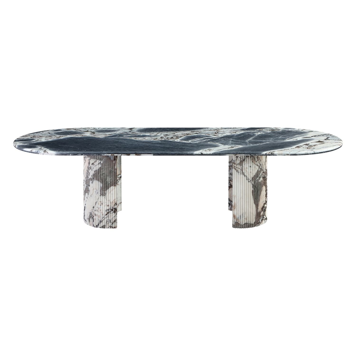 Table à manger luxueuse en marbre Brèche avec plateau en pierre spectaculaire pour salles à manger
