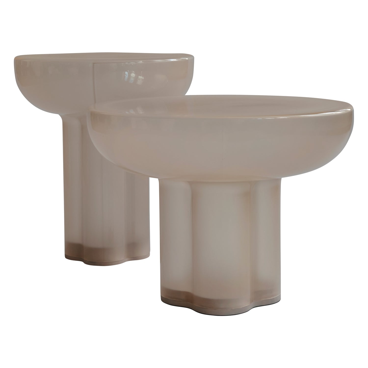 Table d'appoint haute en verre soufflé à la bouche de style brutaliste avec pieds cylindriques pour salons
