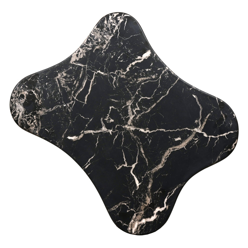 Table d'appoint en marbre noir brut avec silhouette angulaire sculptée à la main pour salons