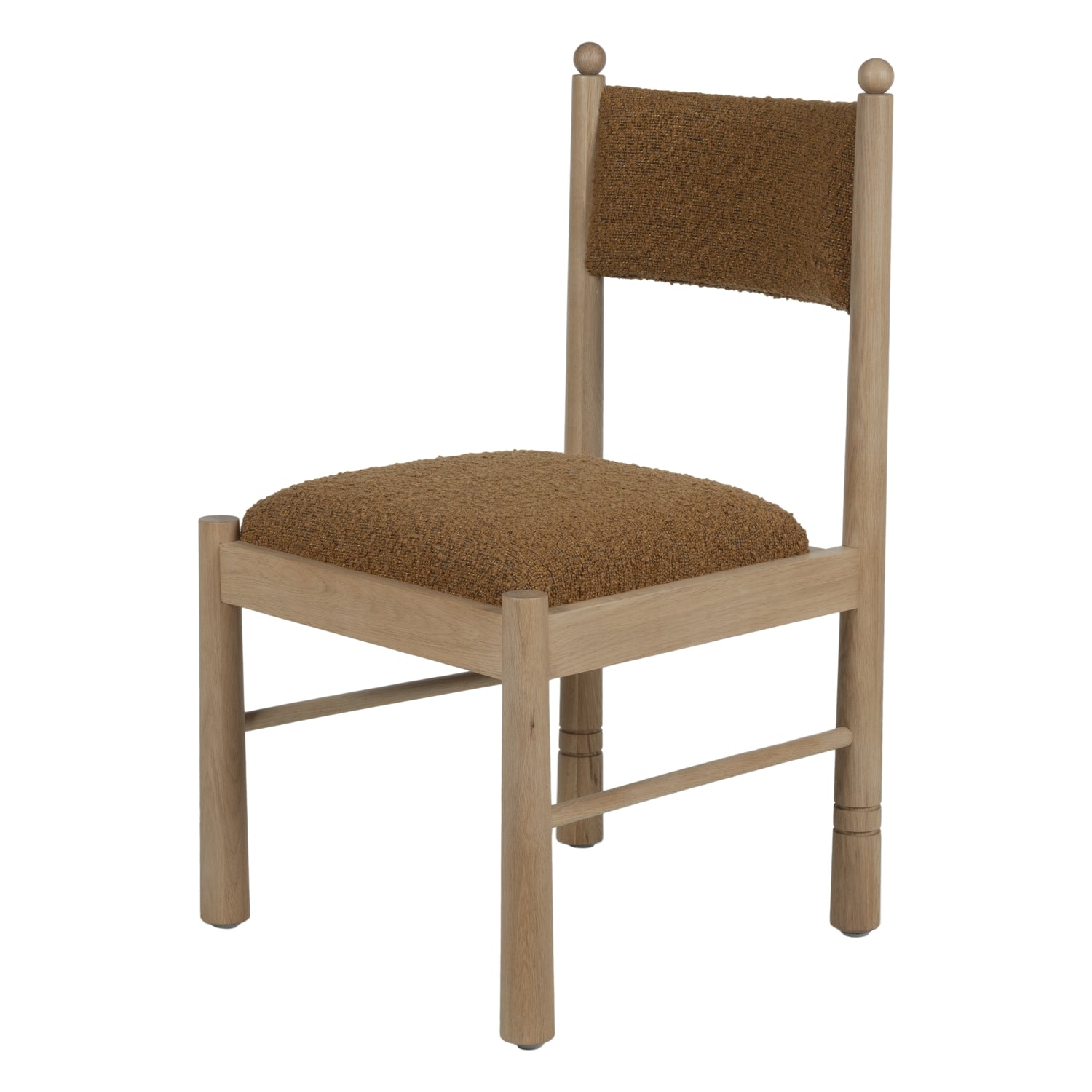 Chaise de salle à manger contemporaine en chêne et bouclette avec palette sculpturale effet marbre pour salles à manger