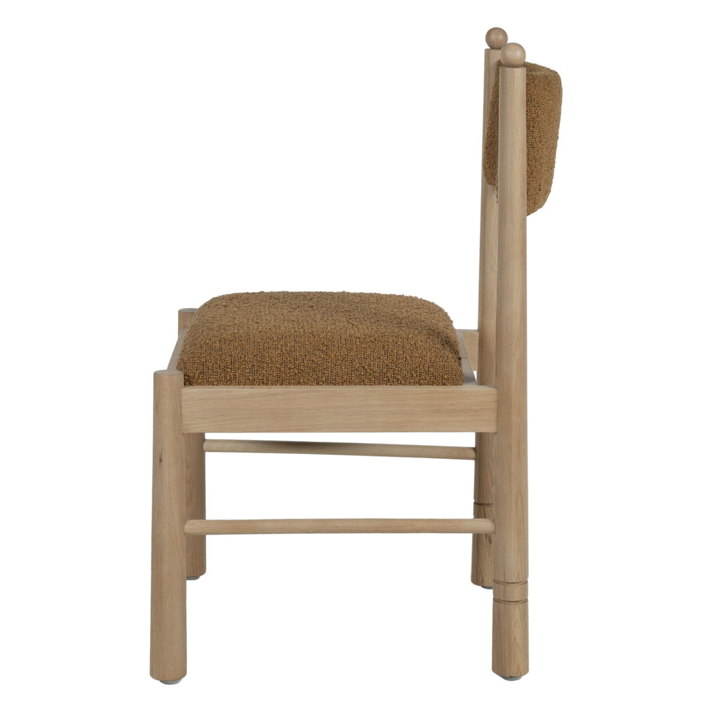 Chaise de salle à manger contemporaine en chêne et bouclette avec palette sculpturale effet marbre pour salles à manger