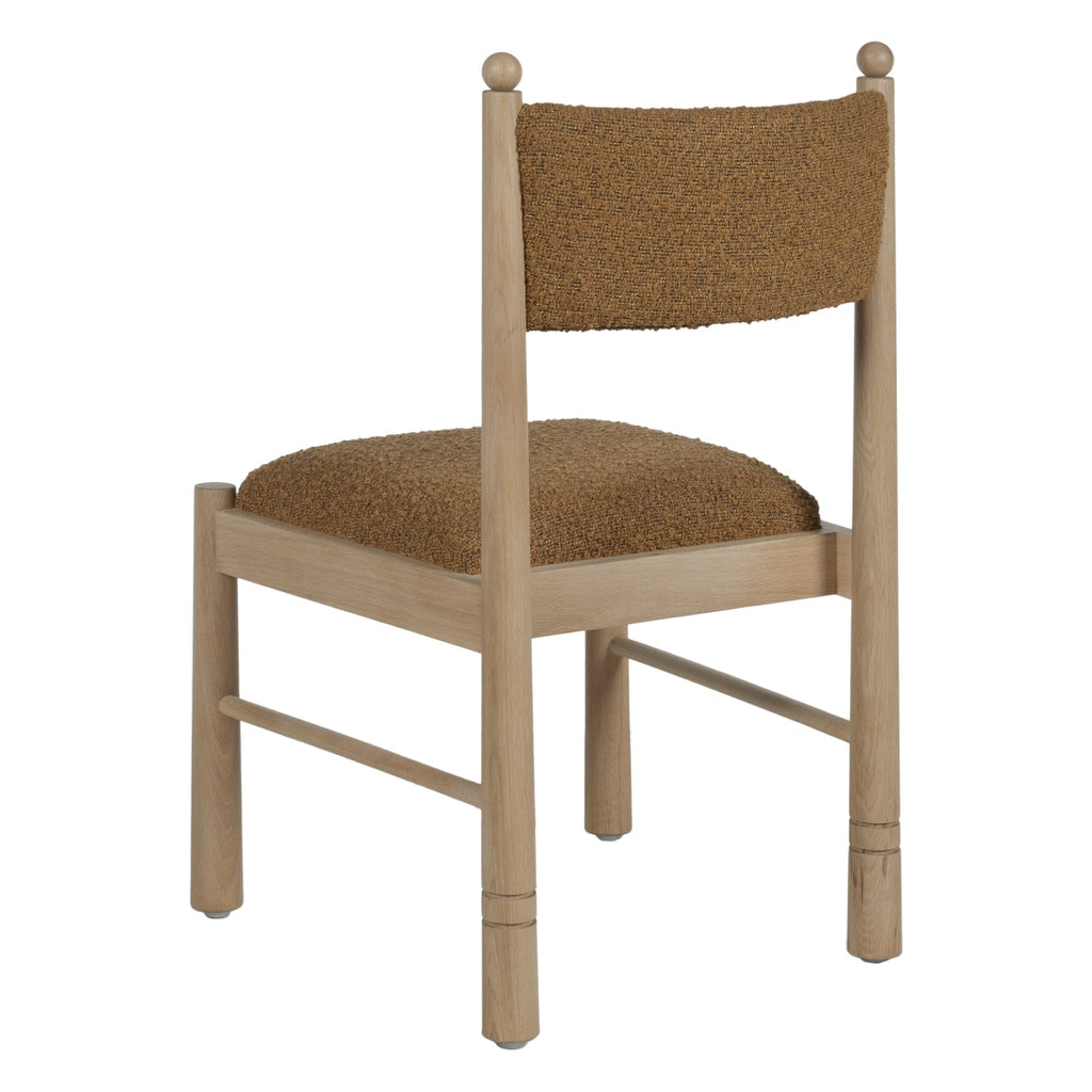 Chaise de salle à manger contemporaine en chêne et bouclette avec palette sculpturale effet marbre pour salles à manger