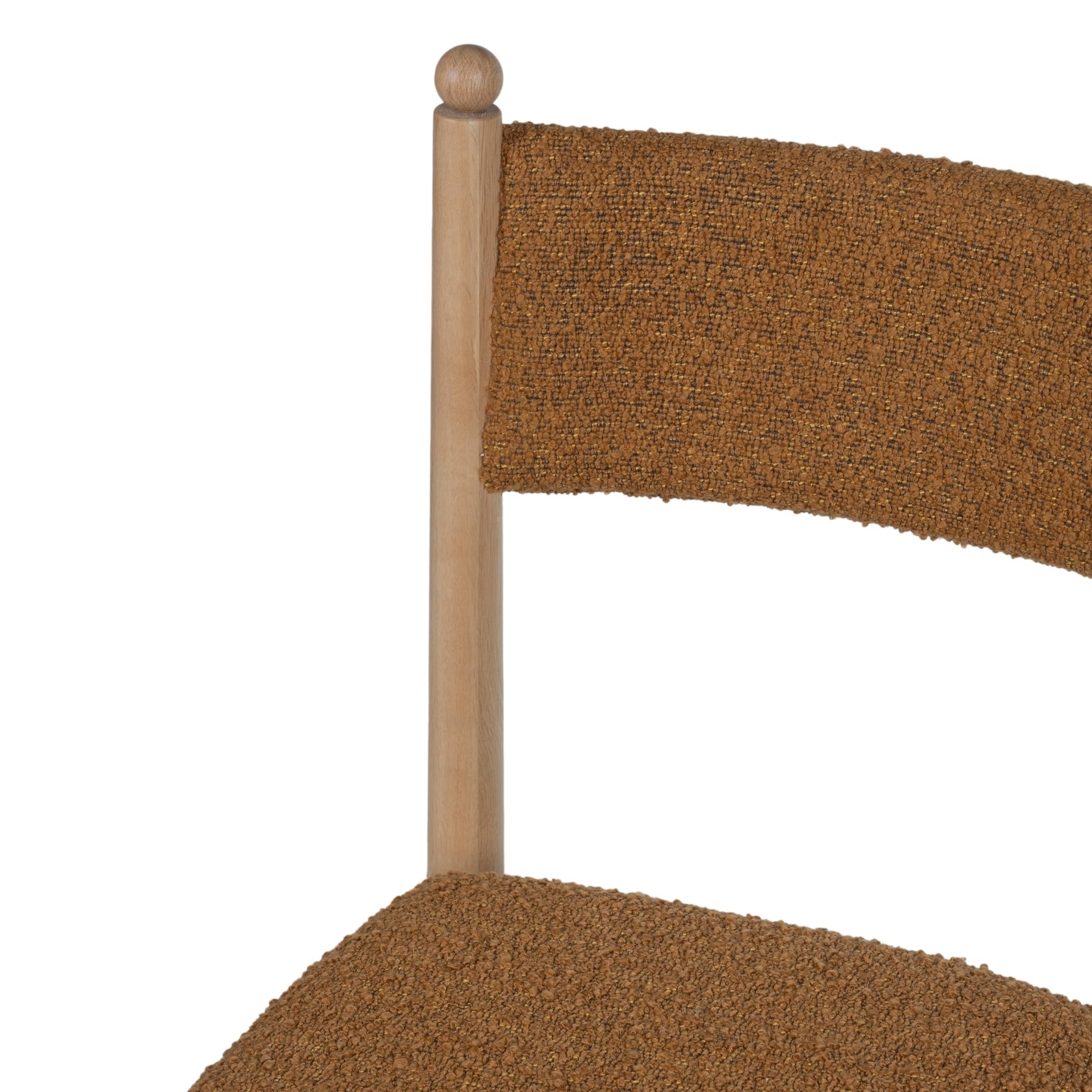 Chaise de salle à manger contemporaine en chêne et bouclette avec palette sculpturale effet marbre pour salles à manger