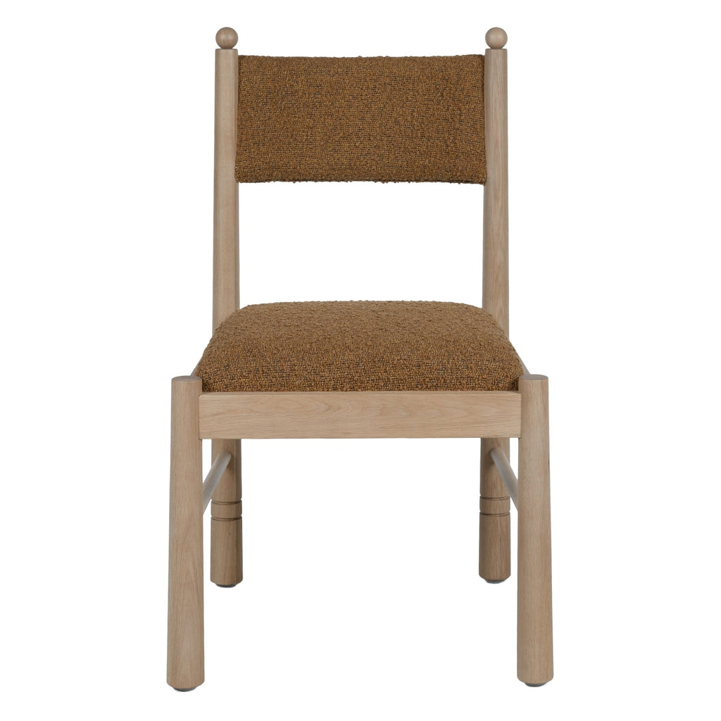 Chaise de salle à manger contemporaine en chêne et bouclette avec palette sculpturale effet marbre pour salles à manger