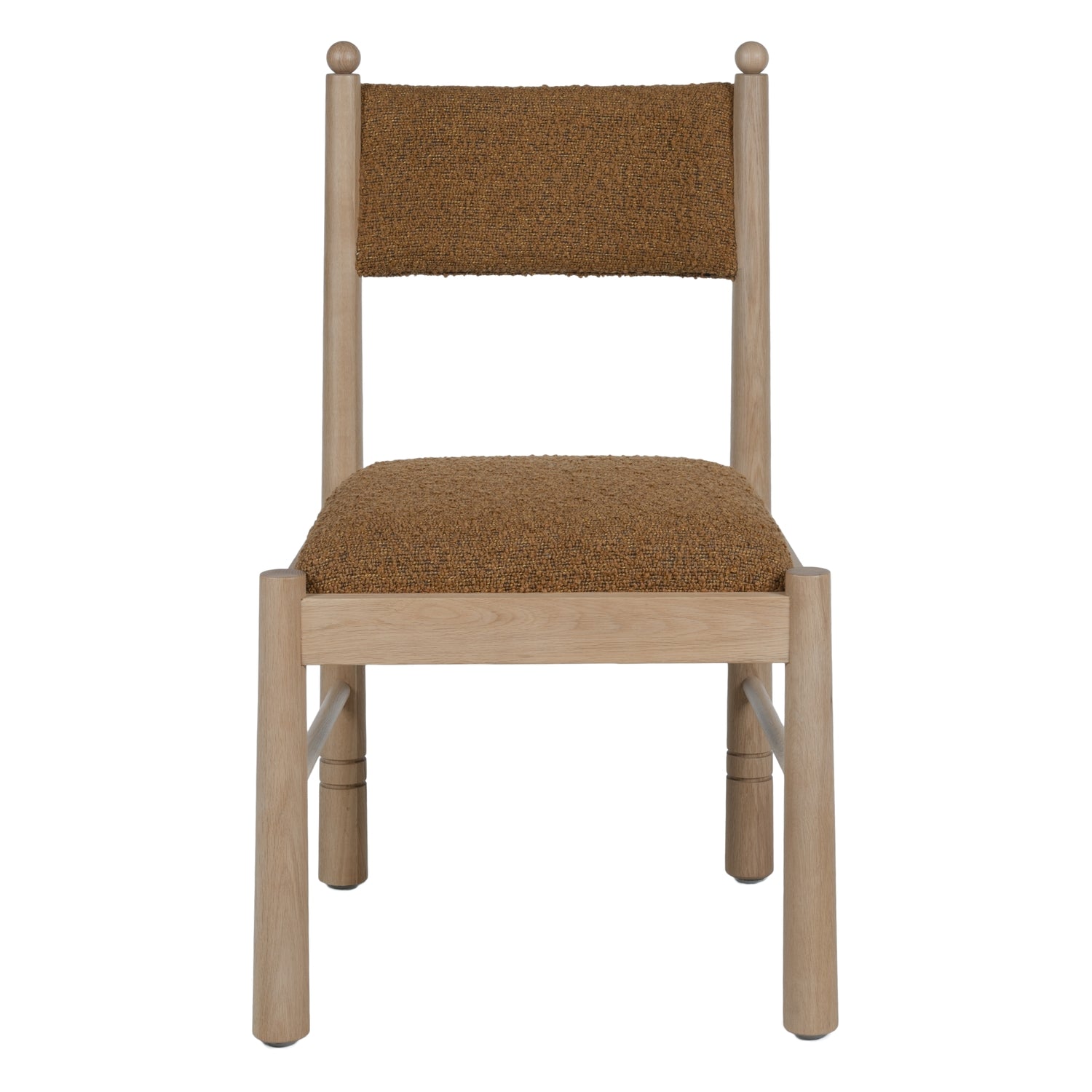 Chaise de salle à manger contemporaine en chêne et bouclette avec palette sculpturale effet marbre pour salles à manger