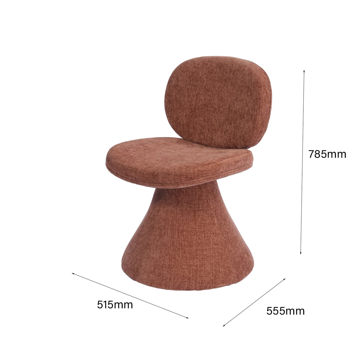 Chaise de salle à manger sculpturale entièrement rembourrée aux formes arrondies pour salles à manger