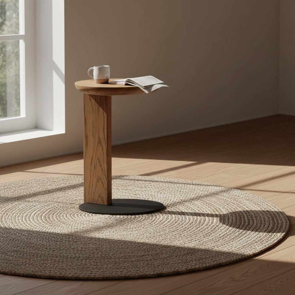 Table d'appoint moderne en bois massif pour ordinateur portable avec piètement fin en acier pour salons