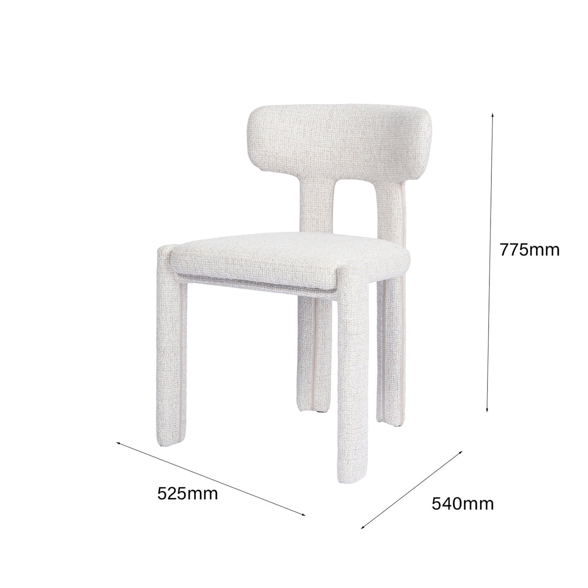 Chaise de salle à manger minimaliste et rembourrée, aux lignes épurées et courbes douces