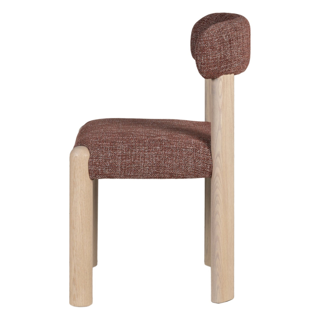 Chaise de salle à manger en bois rembourrée et décontractée avec assise légèrement incurvée pour les salles à manger de tous les jours