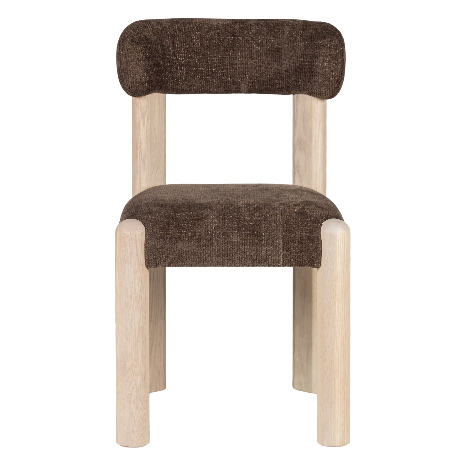 Chaise de salle à manger en bois rembourrée et décontractée avec assise légèrement incurvée pour les salles à manger de tous les jours