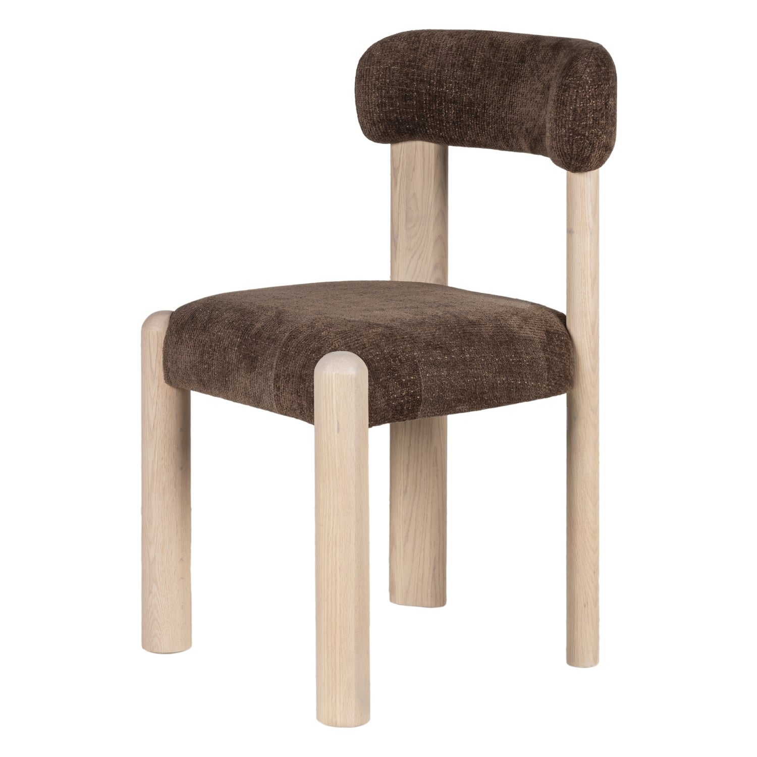 Chaise de salle à manger en bois rembourrée et décontractée avec assise légèrement incurvée pour les salles à manger de tous les jours