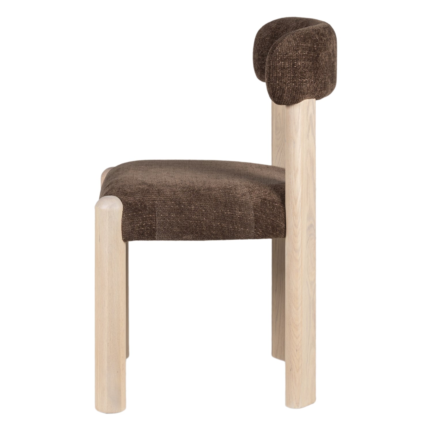 Chaise de salle à manger en bois rembourrée et décontractée avec assise légèrement incurvée pour les salles à manger de tous les jours