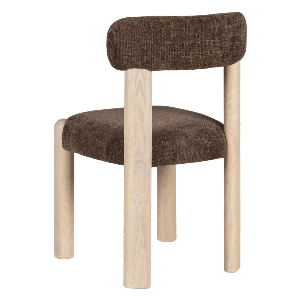 Chaise de salle à manger en bois rembourrée et décontractée avec assise légèrement incurvée pour les salles à manger de tous les jours