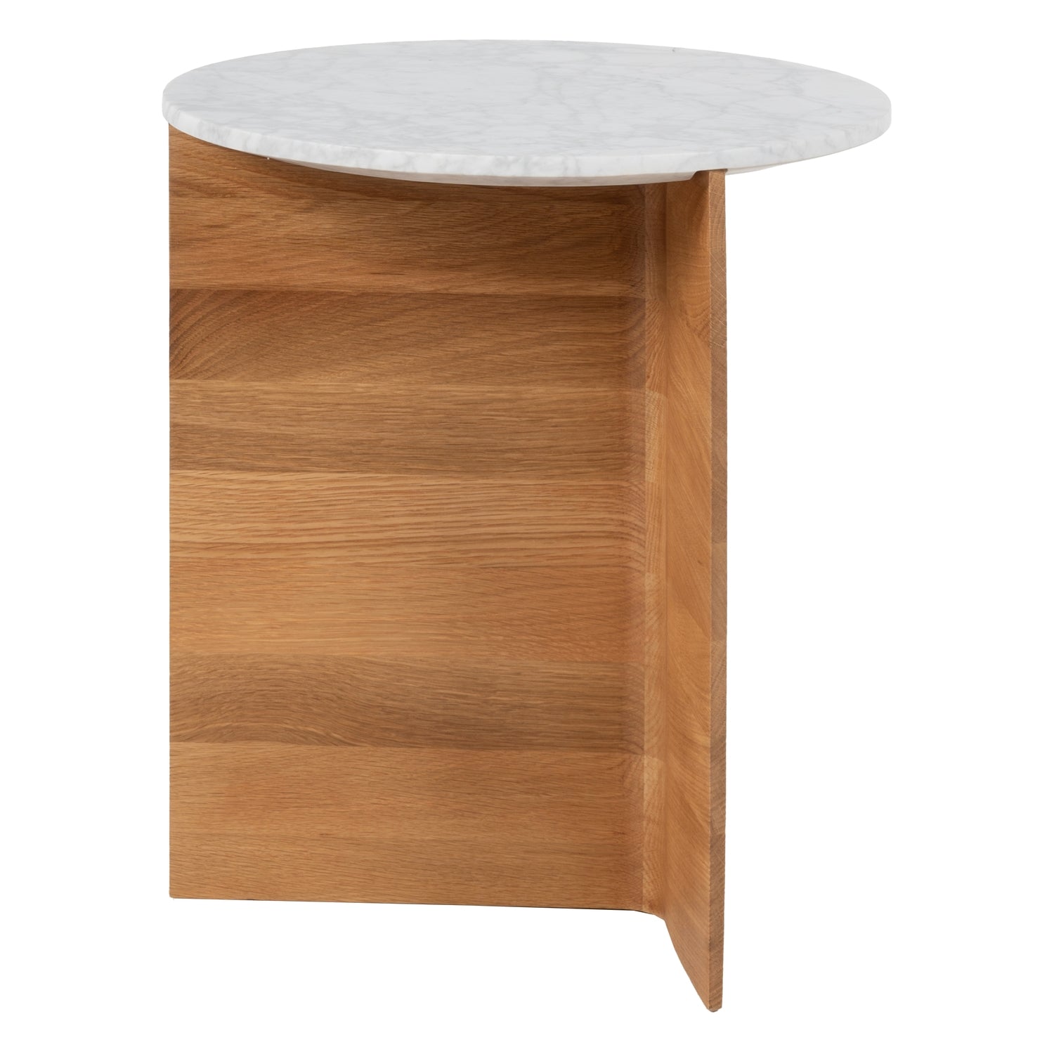 Table d'appoint contemporaine en marbre et bois à piètement en T, avec panneau fuselé pour les salons et les chambres