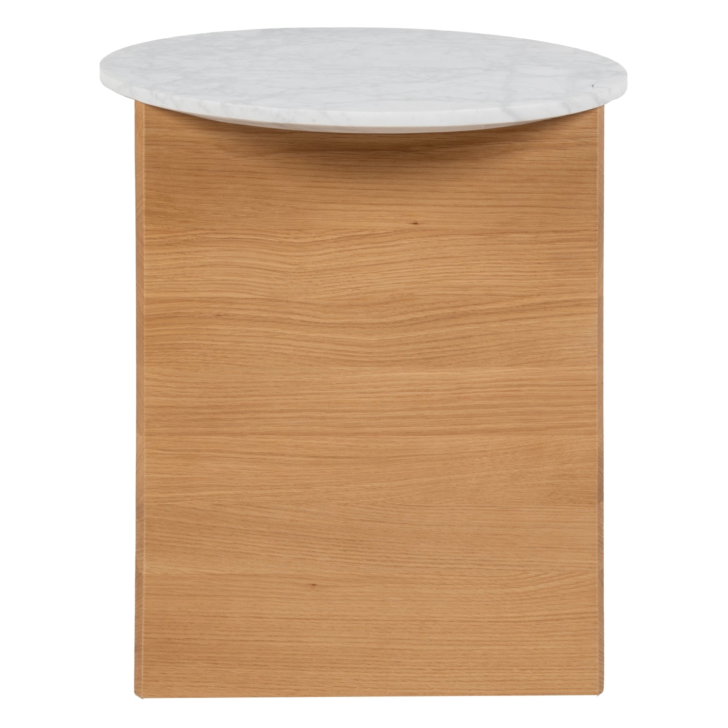 Table d'appoint contemporaine en marbre et bois à piètement en T, avec panneau fuselé pour les salons et les chambres
