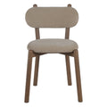 Chaise de salle à manger en chêne et tissu à courbes douces avec dossier arrondi rembourré