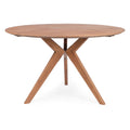 Table de salle à manger ronde en teck recyclé de style rétro avec piétement tourné en porte-à-faux