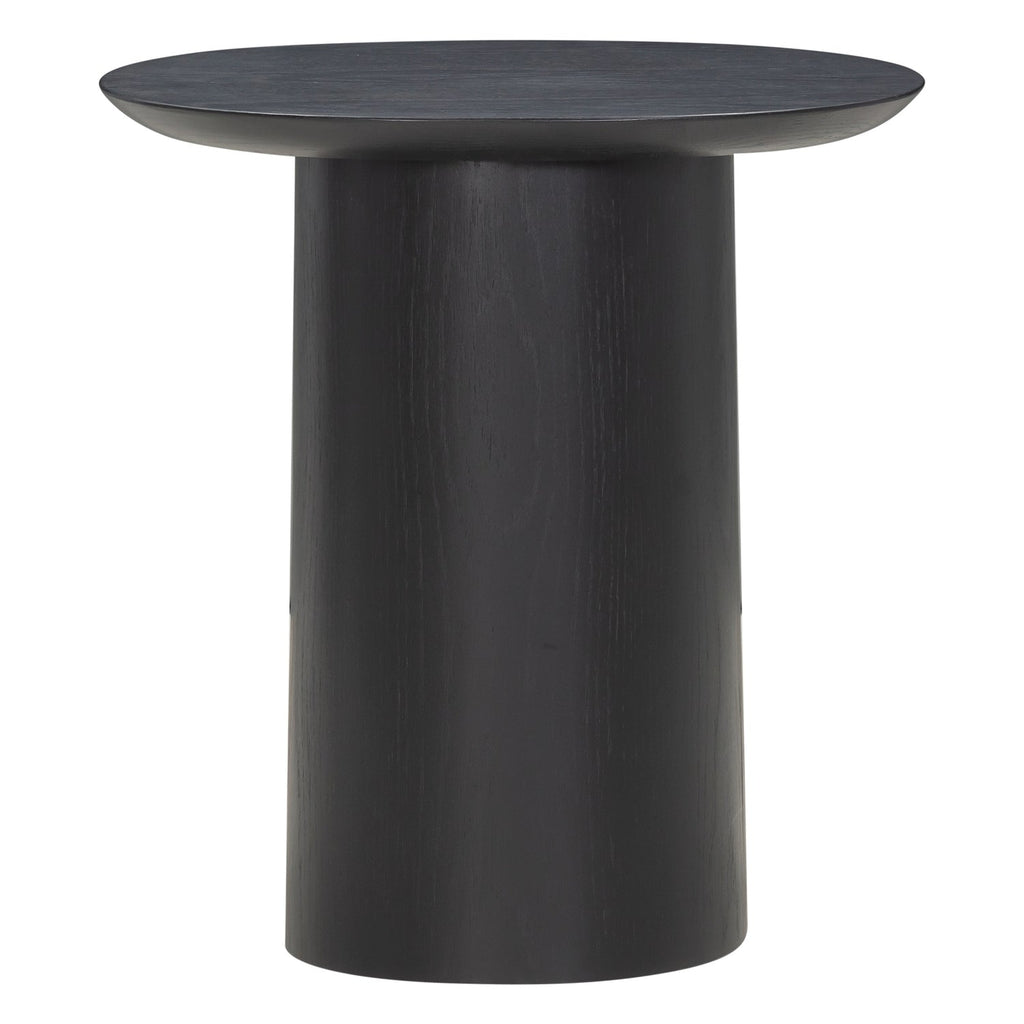 Table d'appoint sculpturale en chêne massif avec pied piédestal et plateau rotatif pour salons