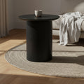 Table d'appoint sculpturale en chêne massif avec pied piédestal et plateau rotatif pour salons
