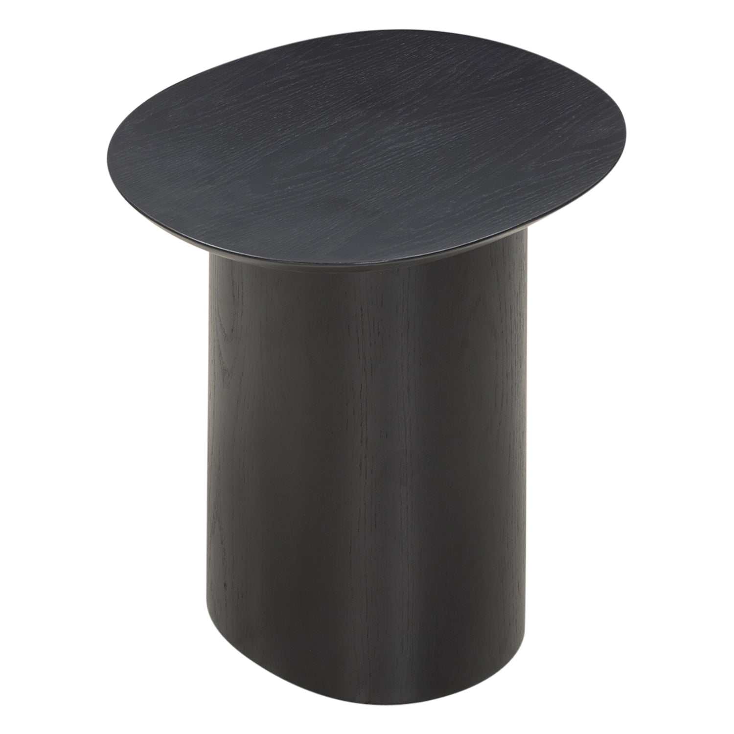 Table d'appoint sculpturale en chêne massif avec pied piédestal et plateau rotatif pour salons