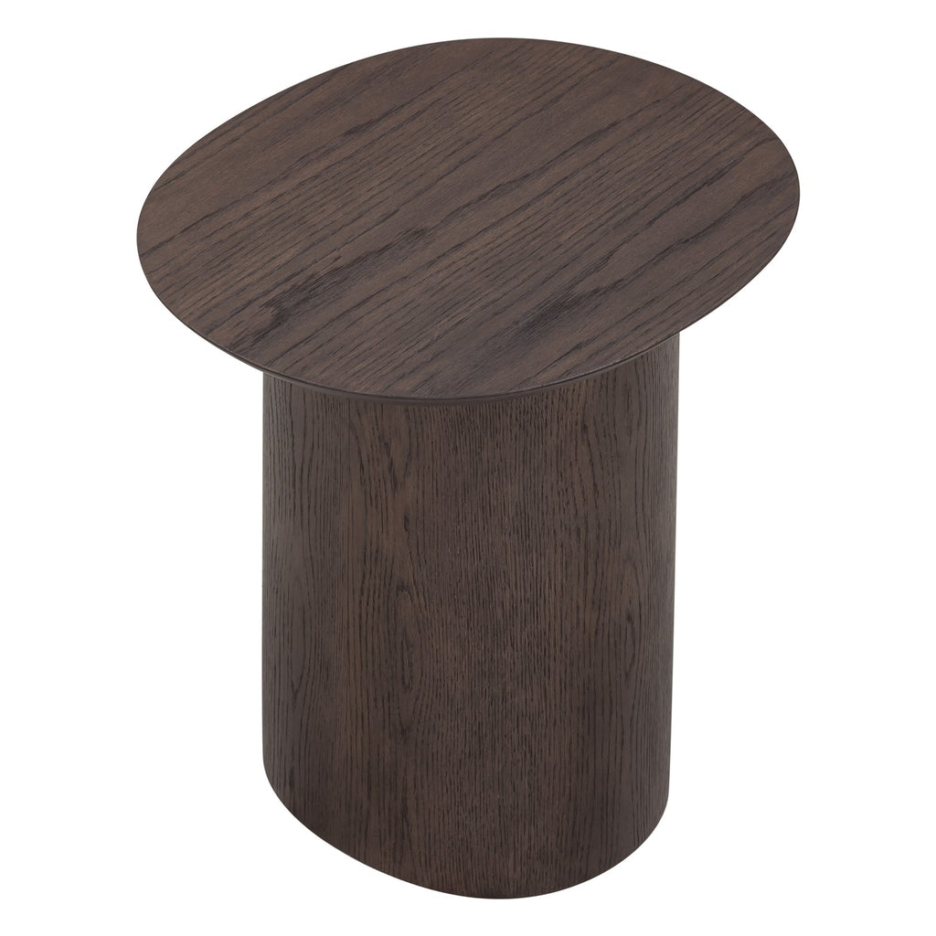 Table d'appoint sculpturale en chêne massif avec pied piédestal et plateau rotatif pour salons