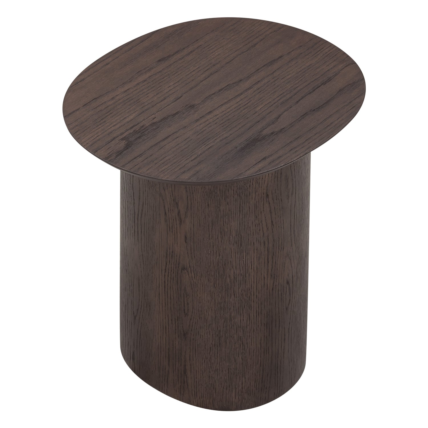 Table d'appoint sculpturale en chêne massif avec pied piédestal et plateau rotatif pour salons