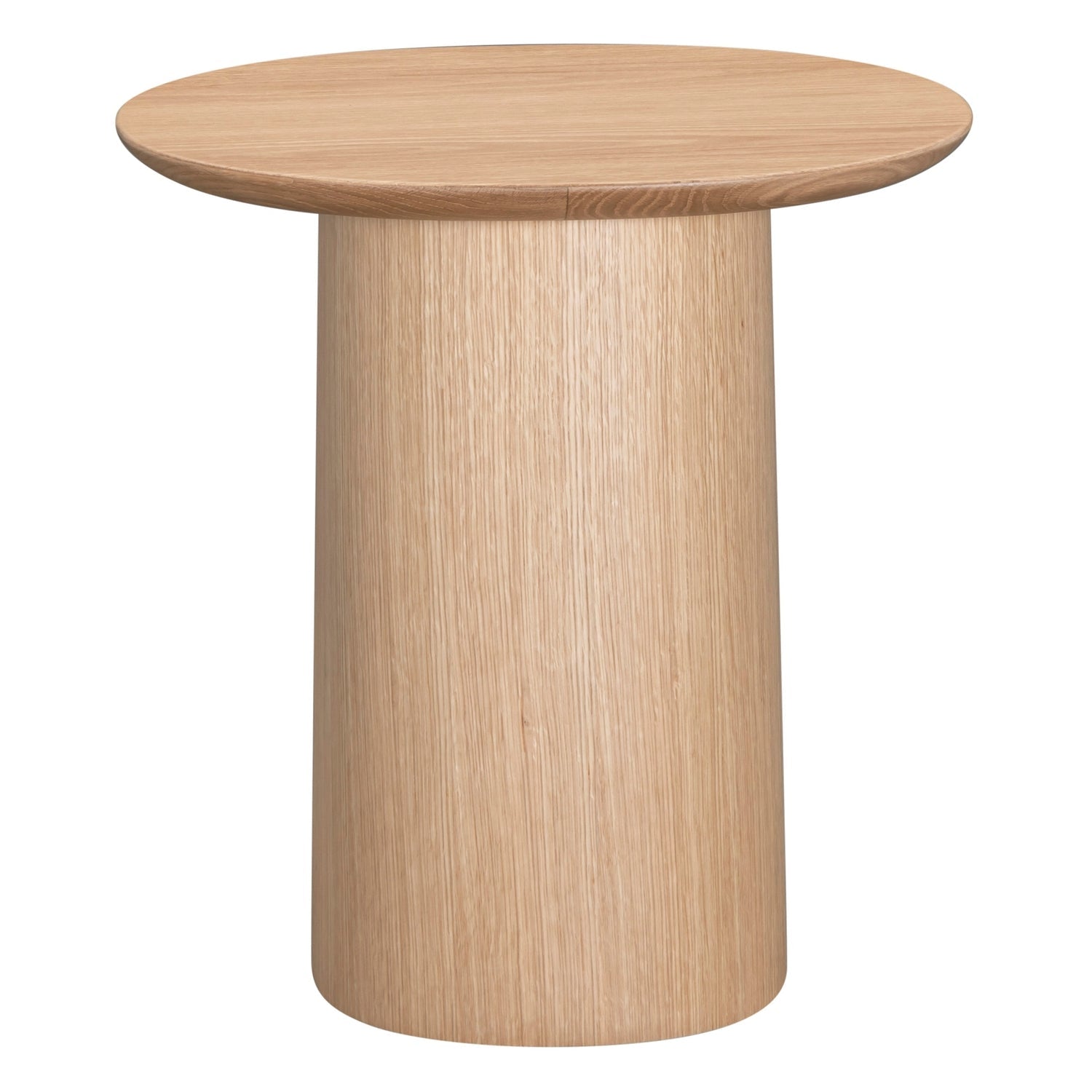 Table d'appoint sculpturale en chêne massif avec pied piédestal et plateau rotatif pour salons