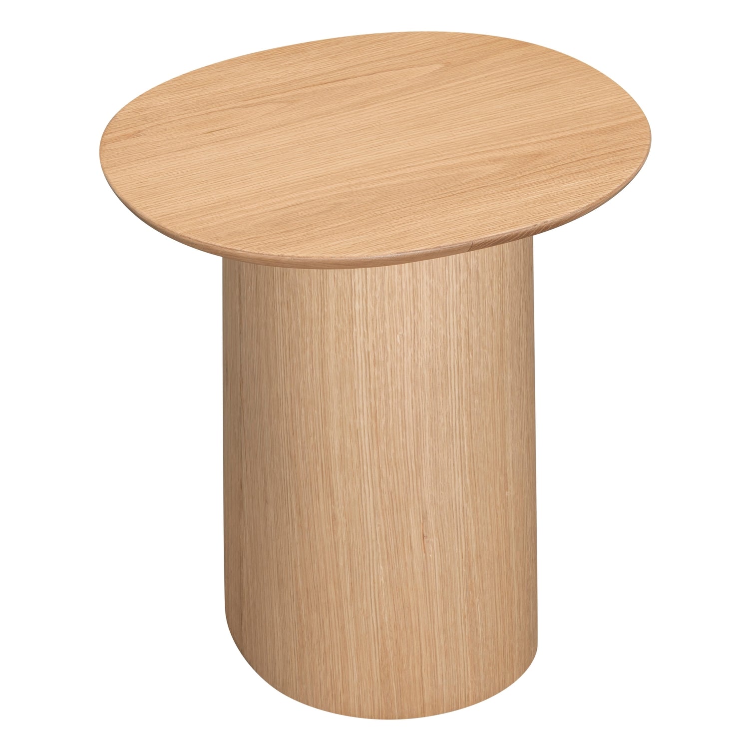 Table d'appoint sculpturale en chêne massif avec pied piédestal et plateau rotatif pour salons